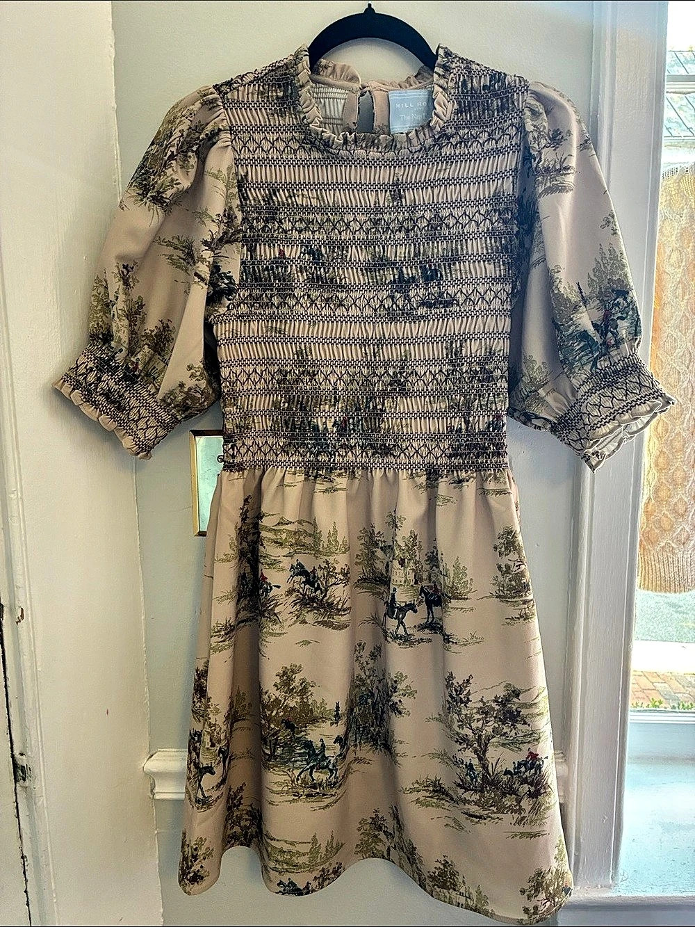Hill House Home The Ellie Nap Dress Beige & Green equestrian